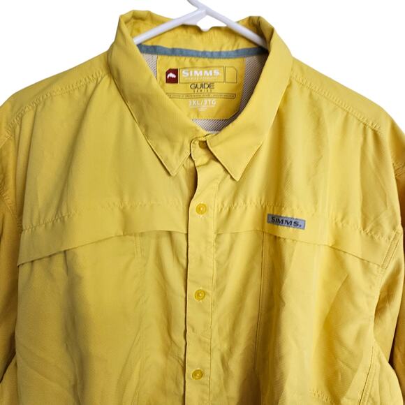 SIMMS Fishing Shirt SIMMS Guide Series Shirt Button Down Shirt Men 3XL Yellow - Picture 2 of 8